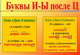 презентация по русскому языку, правописание буквы и, ы, ц